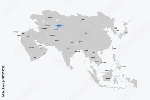 Kyrzystan vector map, Asia map Silhouette isolated on white background. for website layouts, background,education,travel worldwide, map silhouette and earth geography