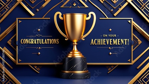 Golden trophy for achievement and congratulations