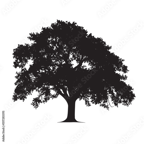 Mighty Oak Tree Silhouette Design