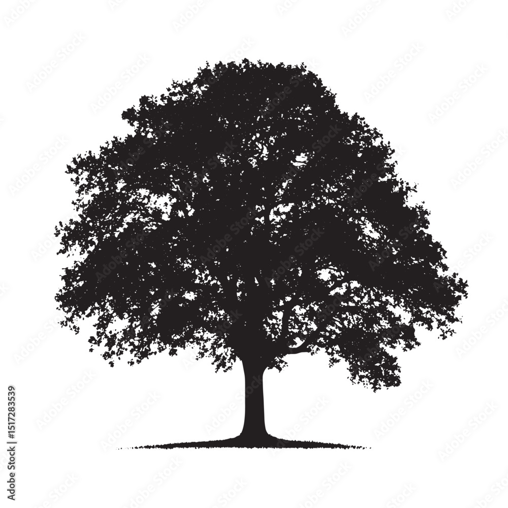Fototapeta premium Minimalist Oak Tree Black Silhouette