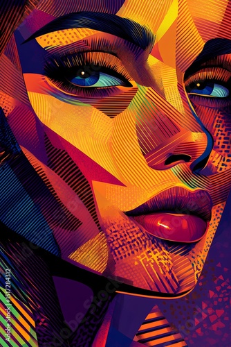 colorful abstract face poster or wallpaper design