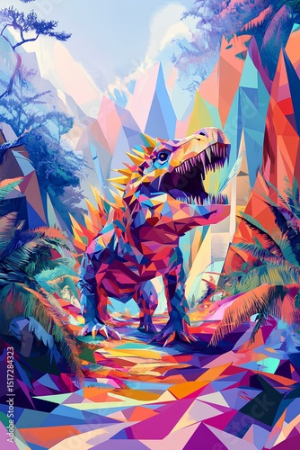 colorful abstract polygonal dinosaur