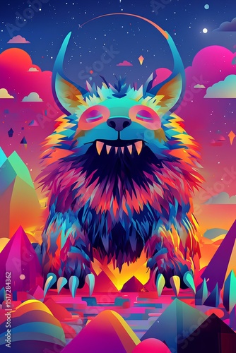 Fantasy landscape with fantastic monster