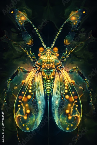 Illustration of a glowing butterfly on a dark background