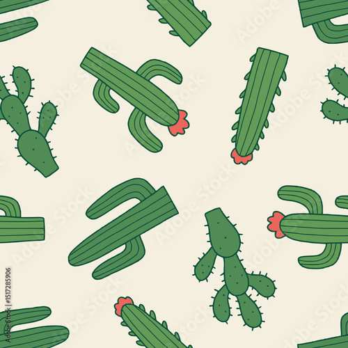 Vector Cactus Pattern Repeat Seamless for Wallpaper Background Cover Packaging