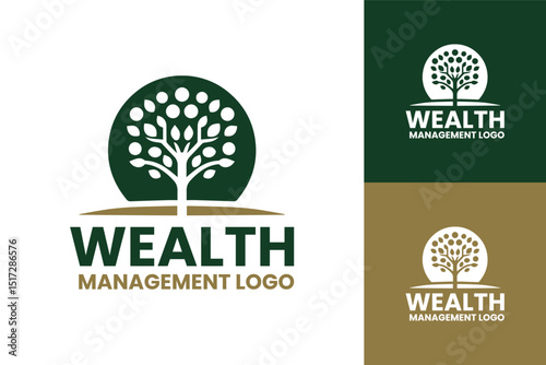 Trusted Wealth Consulting Logo with Coin Tree Symbol in Gold and Green for Sustainable Finance Identity
