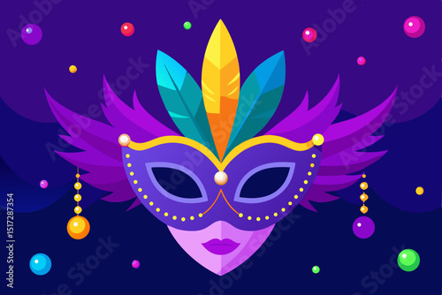 carnival mask on black background