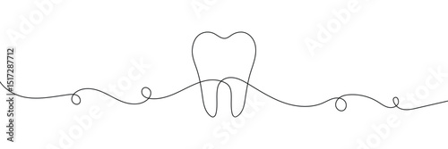 Continuous line drawing of tooth. Single line tooth icon . Vector Illustration . EPS 10 . 