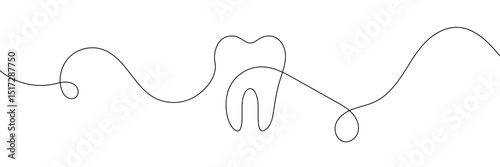 Continuous line drawing of tooth. Single line tooth icon . Vector Illustration . EPS 10 . 