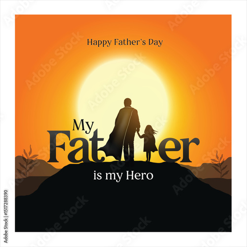 Happy Father's day concept vector background. Father giving son ride on back. Father and son with text happy father's day.