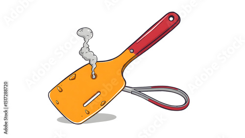Melted Cheese Kitchen Spatula with Steam – Humorous Cooking Concept