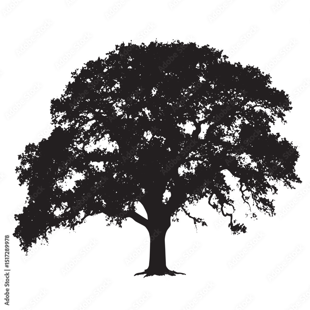 Fototapeta premium Strong Oak Tree Silhouette Clipart