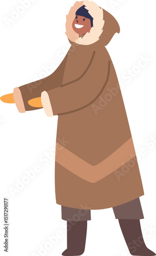Happy Eskimo woman vector illustration