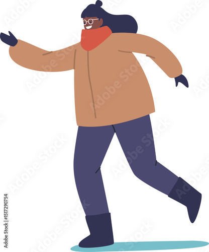 Child girl enjoying winter activity