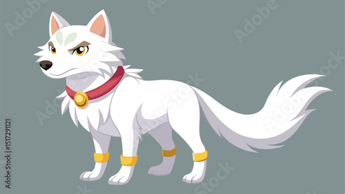 a full body white wolf in a simple cartoon anime (1).eps