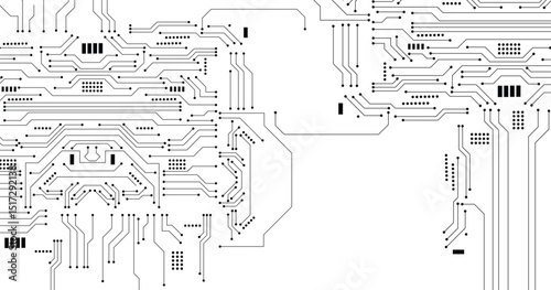 Circuit technology background with hi-tech digital data connection system and computer electronic design. Electronics board. Vector illustration.