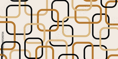 Abstract geometric chain pattern on beige. Vector Illustration.