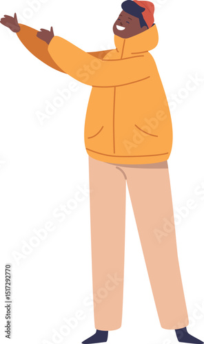 Boy child enjoying winter walk