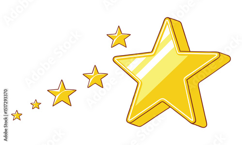 Isolated golden five-pointed star icon on a white background, perfect for ratings, awards, or festive holiday designs