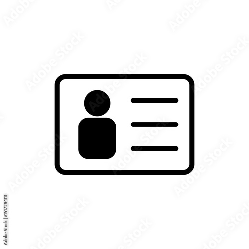 License icon symbol for apps and websites. ID card icon. driver license, staff identification card