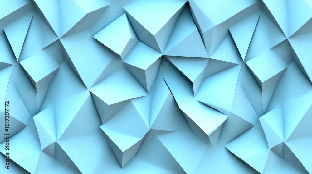 Obraz premium Light-blue, three-dimensional, geometric, triangular, abstract pattern.