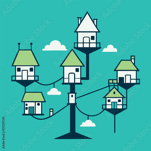 Whimsical Treetop Village A Charming Illustration of Connected Homes