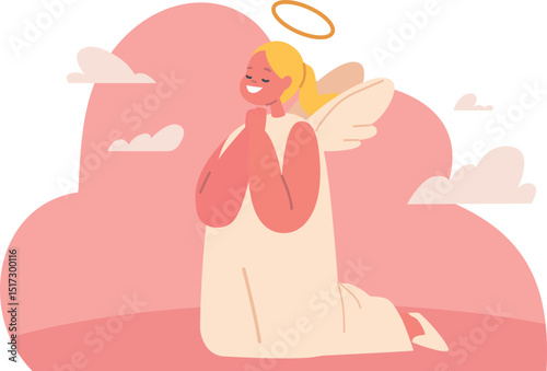 Girl angel in praying position