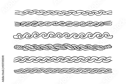 Collection of Hand-Drawn Rope and Cord Designs  Perfect for Nautical, Rustic, or Vintage Projects