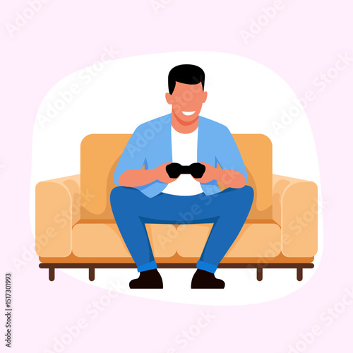 relax while playing guitar flat vector