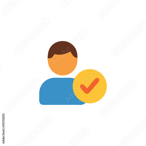 Successful user account icon with check mark for profile validation process