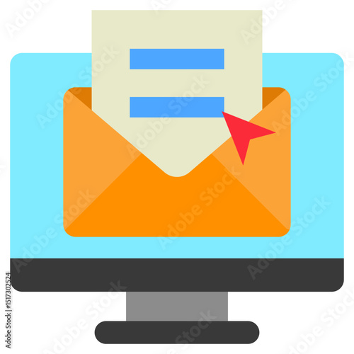 Email Login flat color, mini illustration icon. use for modern concept, print, UI, UX kit, web and app development. Vector related to account management, ecommerce, banking and finance.