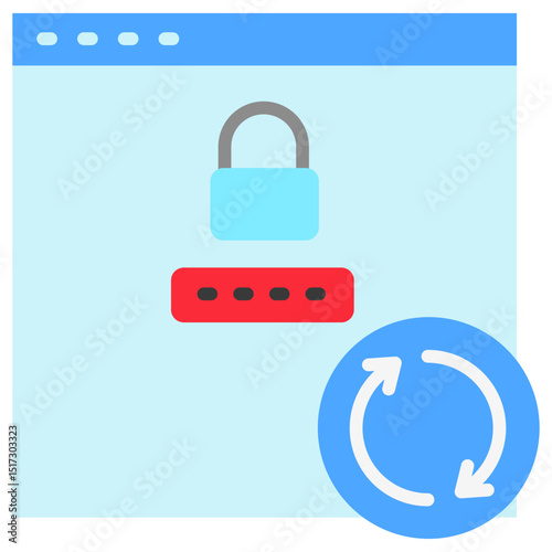 Password Reset flat color, mini illustration icon. use for modern concept, print, UI, UX kit, web and app development. Vector related to account management, ecommerce, banking and finance.