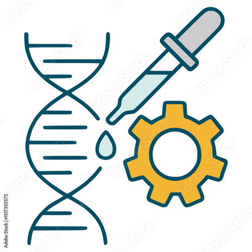 genetic engineering DNA modification biotechnology flat color vector illustration template design