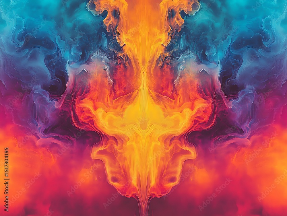 Symmetrical interplay of swirling colors creating a captivating visual texture Symmetrical interplay of swirling colors creating a captivating visual texture