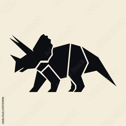 triceratops flat icon illustration in the style of black and white 