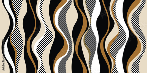 Seamless abstract striped,wavy with colorful pattern.Vector design for fashion print and backgrounds.