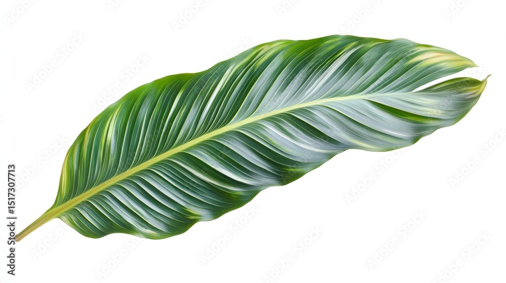 Obraz premium A vibrant tropical leaf against a plain background.