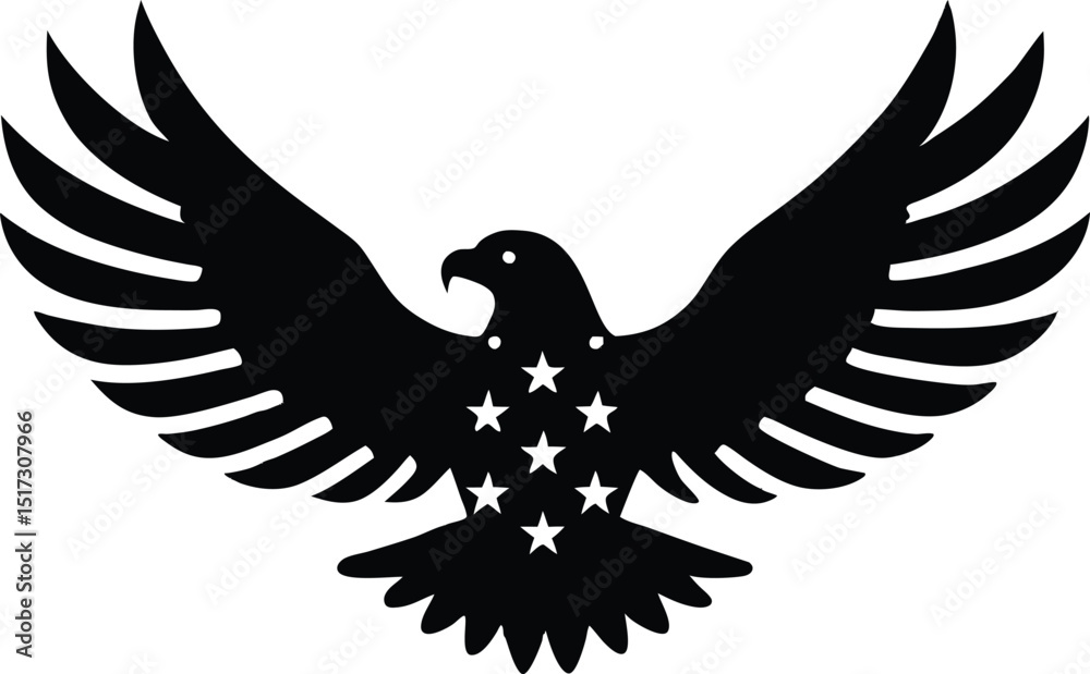 Fototapeta premium Eagle with USA flag silhouette simple flat vector design