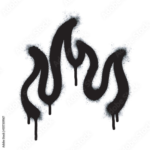 Spray Painted Graffiti Fire flame icon Sprayed isolated with a white background. graffiti Fire flame icon with over spray in black over