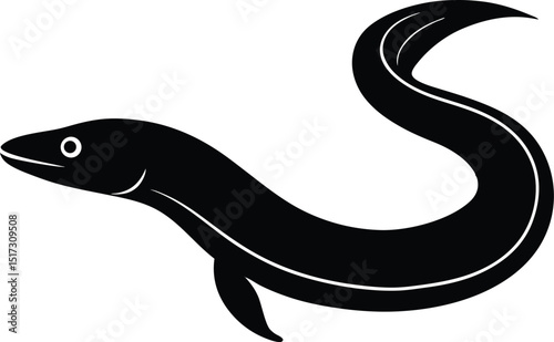 Unagi eel silhouette vector, Eel fish silhouette Vector illustration