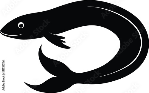 Unagi eel silhouette vector, Eel fish silhouette Vector illustration
