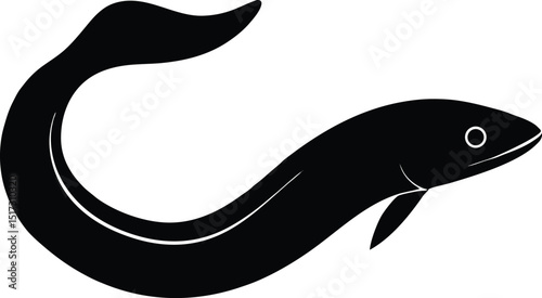 Unagi eel silhouette vector, Eel fish silhouette Vector illustration