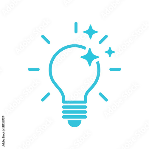 Inspiration, Idea icon, Lightbulb, Isolated on white, Blue icon set