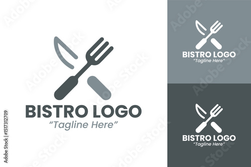 Contemporary Bistro Logo Featuring Cutlery for Modern Dining Experiences