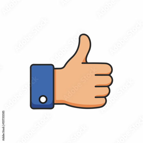 Cartoon vector design of iconic hand with thumbs up used for liking on web platforms