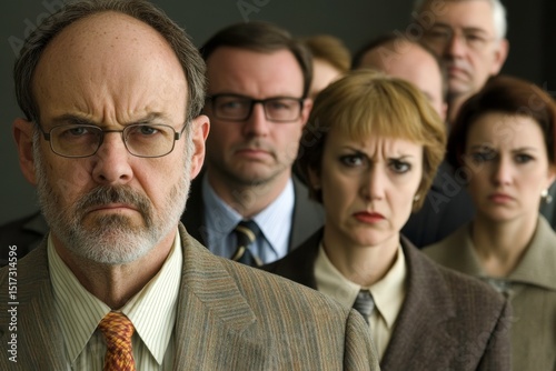 grumpy looking business people