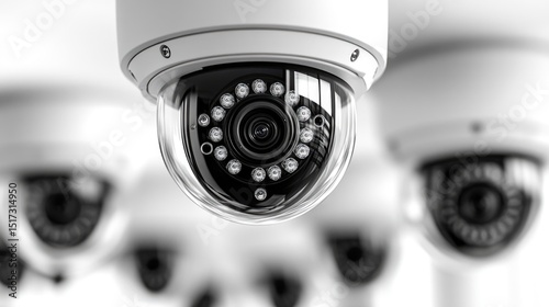 Close-up view of multiple security cameras.