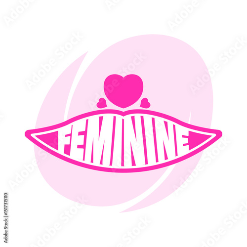 feminine typography forms beautiful pink lips