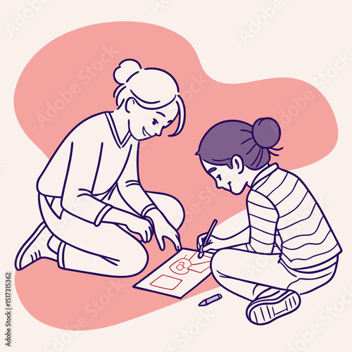 Creative Collaboration: Two Individuals Engaged in a Drawing Activity