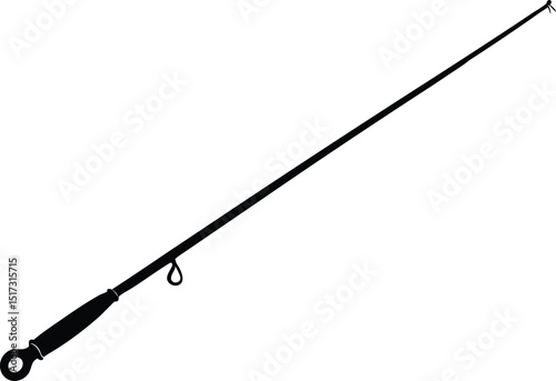 Fishing rod silhouette, Black fishing rod silhouette. vector illustration